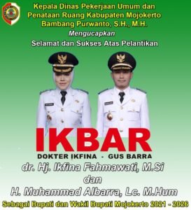 Kepala Dinas PUPR Kabupaten Mojokerto Mengucapkan Selamat Atas Pelantikan Bupati & Wakil Bupati Mojokerto