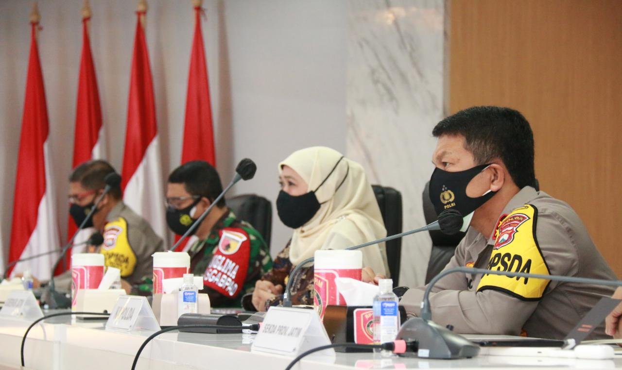 Persiapan Idul Fitri 1442 H, Khofifah, Kapolda, Kapolri Adakan Vidcon Rakor Lintas Sektoral