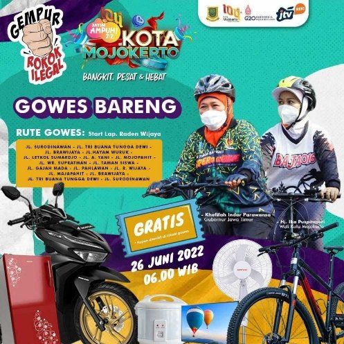 Gowes Bersama Gubernur Jatim dan Wali Kota Mojokerto Terbuka Untuk Umum