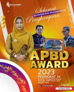 Pemkot Mojokerto Terima Penghargaan APBD Award, Realisasi Pendapatan Daerah Tertinggi Ke-4 Se-Indonesia