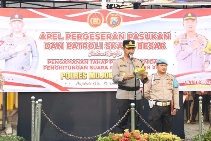 Polresta Mojokerto Berangkatan 422 Personil Pengamanan TPS Jelang Pemilu 2024
