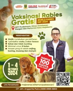 Peringati Hari Rabies Sedunia, Pemkot Mojokerto Adakan Vaksinasi Rabies Gratis