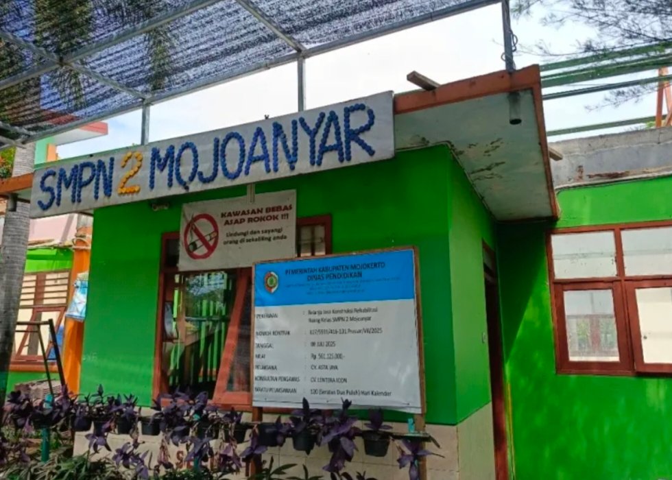 Dispendik Kabupaten Mojokerto Kucurkan Rp561,1 Juta untuk Rehabilitasi SMPN 2 Mojoanyar