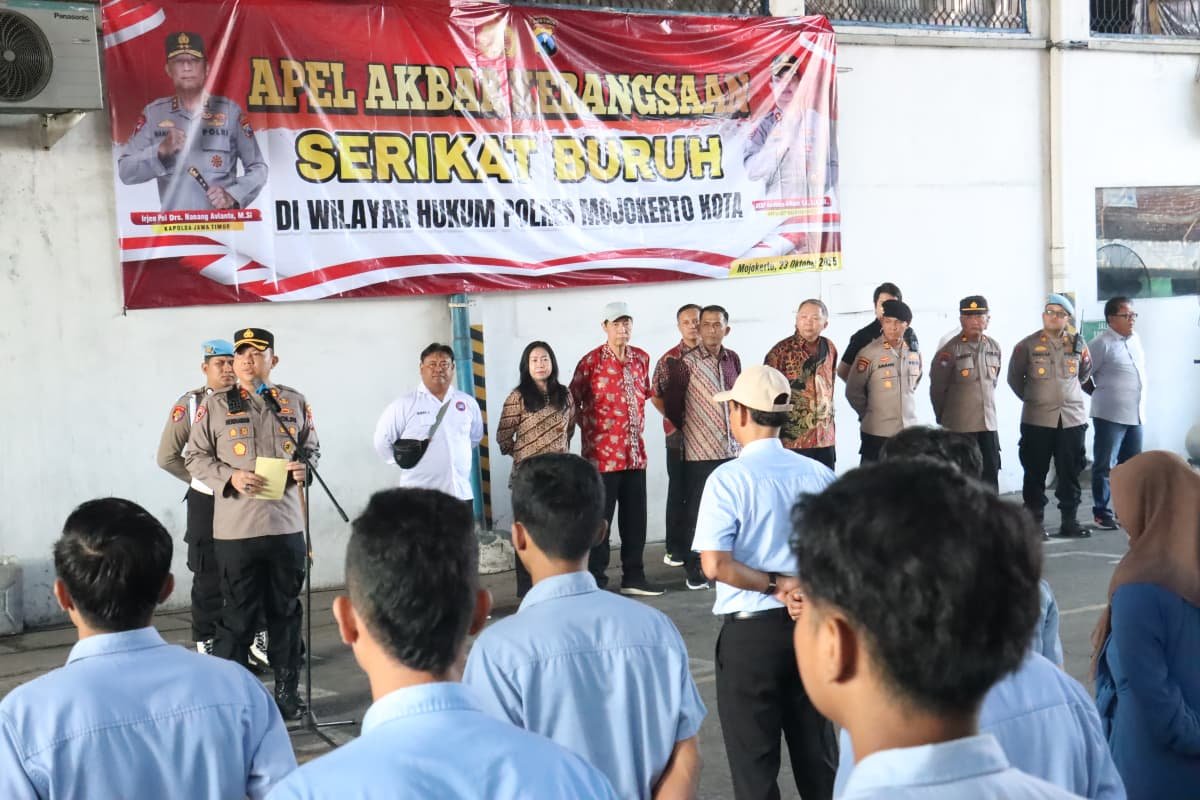 Apel Akbar Kebangsaan Buruh, Polres Mojokerto Kota Gandeng Serikat Pekerja