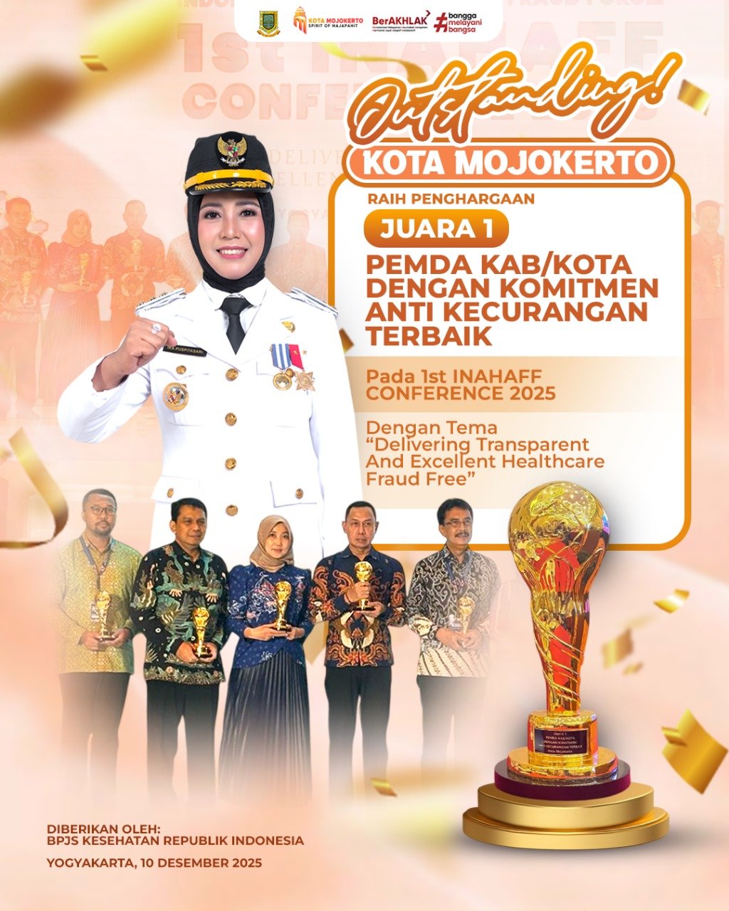 Terapkan Integritas Layanan Kesehatan, Kota Mojokerto Dinobatkan Pemerintah Daerah dengan Komitmen Anti Kecurangan Terbaik