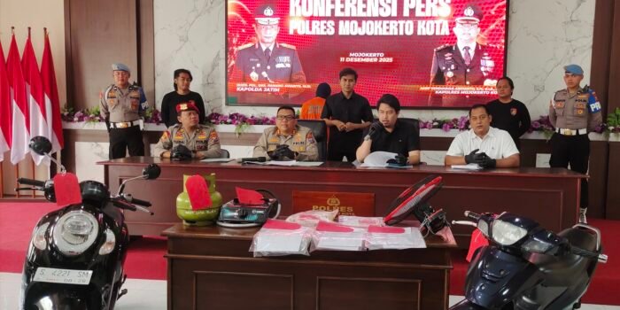Satreskrim Polres Mojokerto Kota Amankan Pelaku Curanmor, Aksi Gunakan Daster & Jilbab