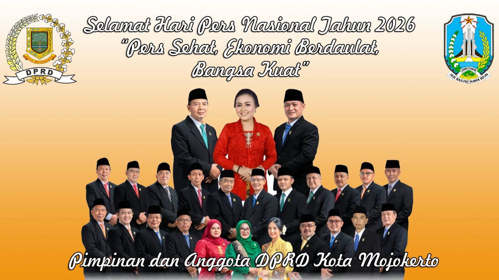 Pimpinan dan Anggota DPRD Kota Mojokerto Mengucapkan Selamat Hari Pers Nasional Ke 80 Tahun