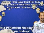 Direktur Perumdam Mojopahit Mojokerto Mengucapkan Selamat Hari Raya Idul Fitri 1447 H