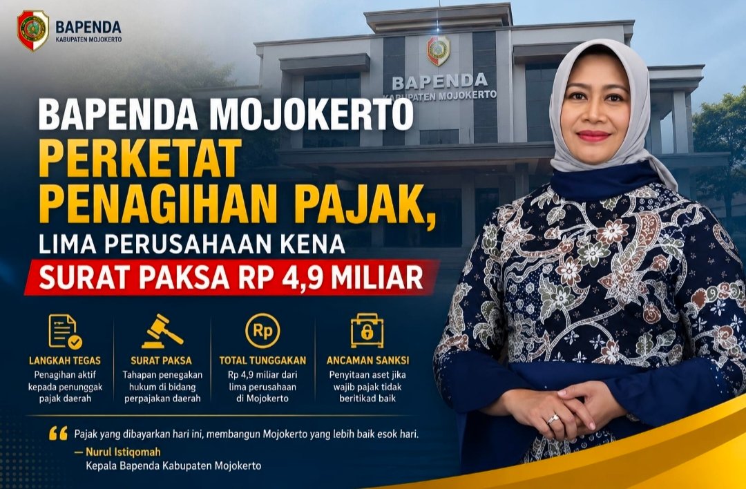 Bapenda Mojokerto Kejar Tagihan Pajak Senilai 4,5 M Kepada Lima Perusahaan Besar