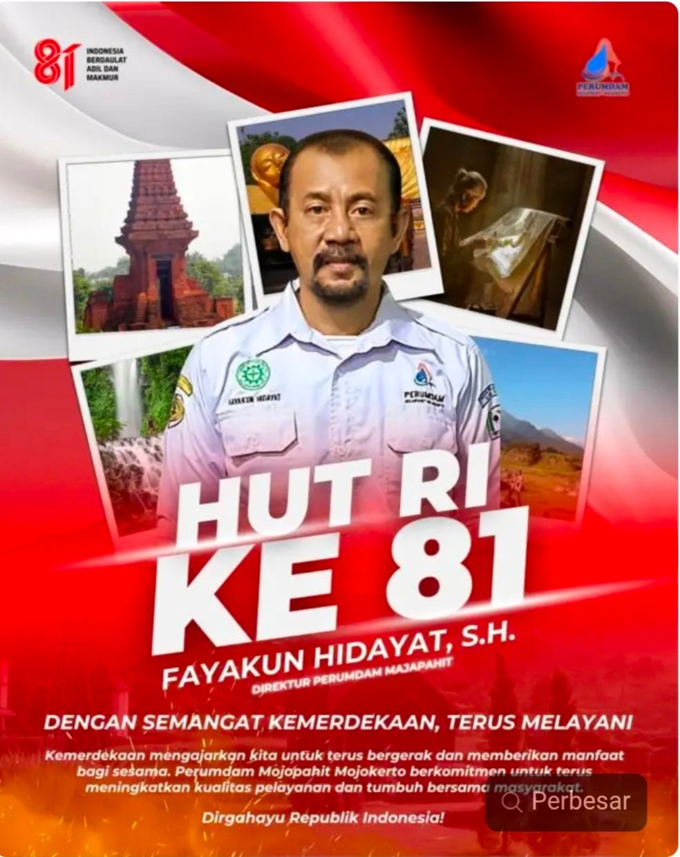 Direktur Perumdam Mojopahit Mojokerto Mengucapkan Ulang Tahun ke-81 Republik Indonesia